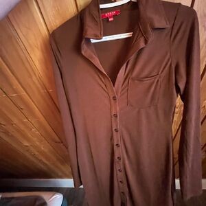 Guess Brown Button-Up Dress